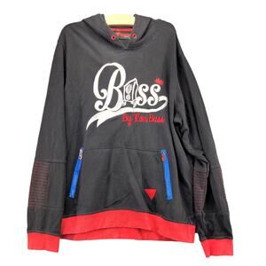 Bass Ron Base Pullover Hoodie Size 3XL Black Red Blue Big Embroidered Logo